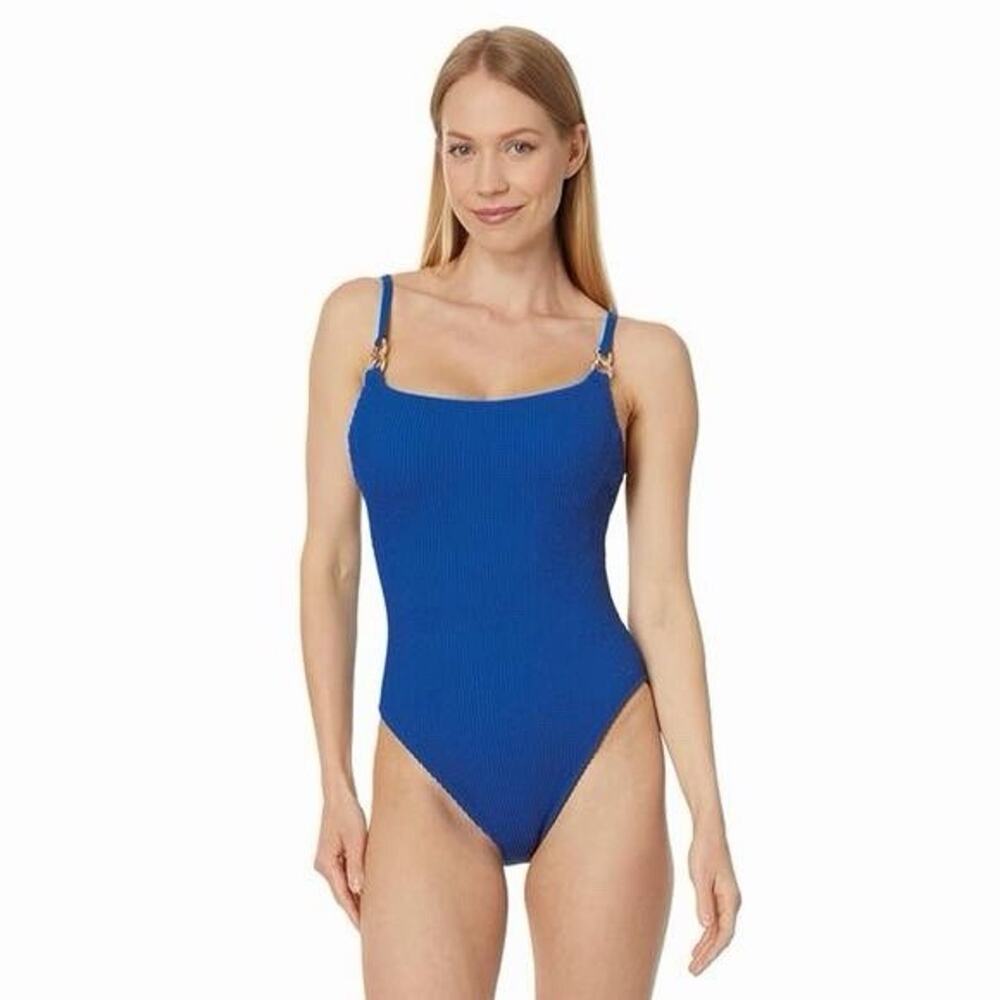 Lilly Pulitzer Alizee One Piece Swimsuit Size 10 Barton Blue Gold Ring
